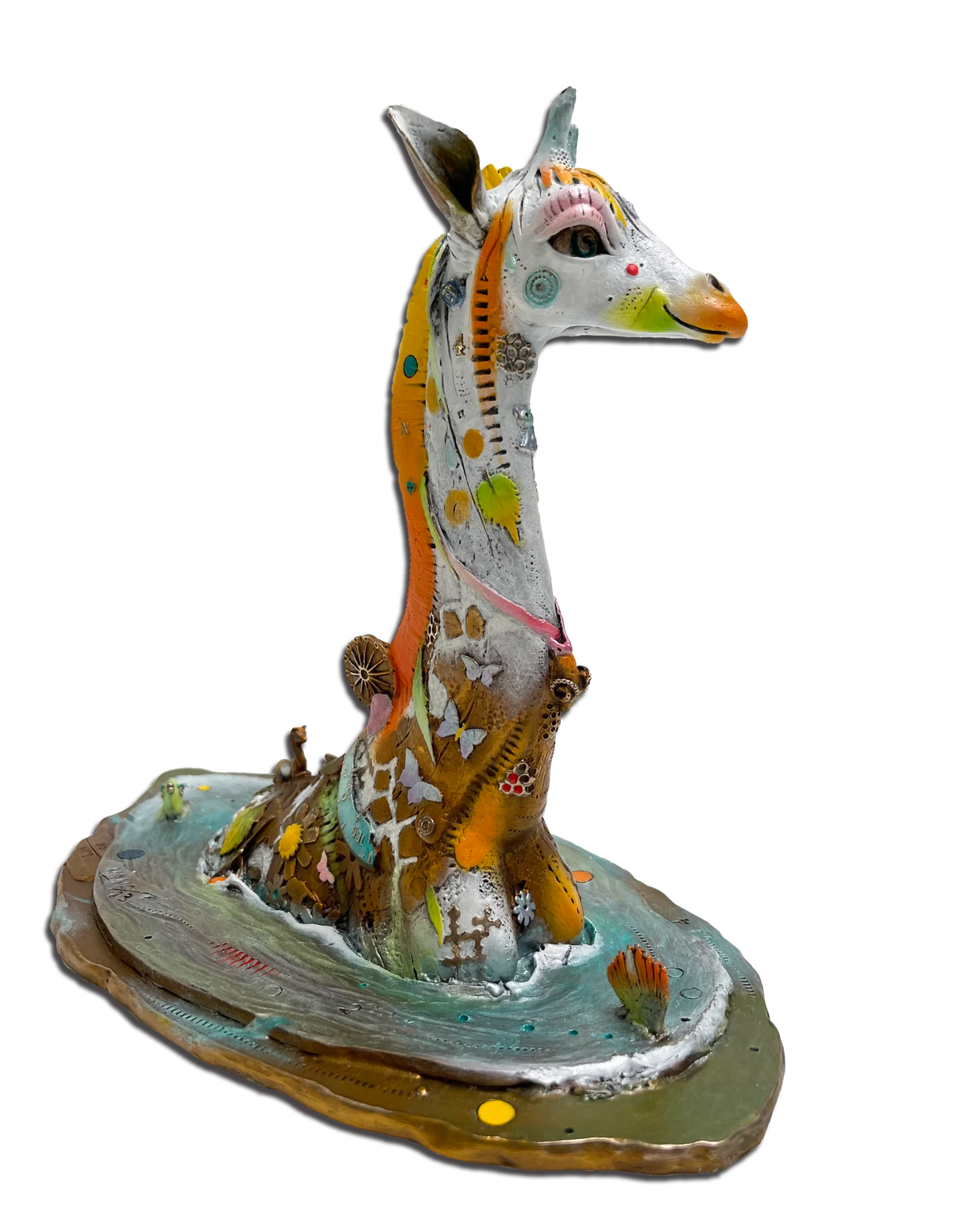 Rainbow crossing the River bronze sculpture by Nano Lopez