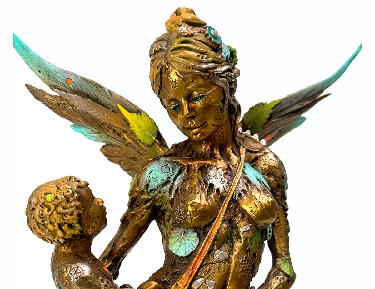 Mother & Child bronze sculpture by Nano Lopez