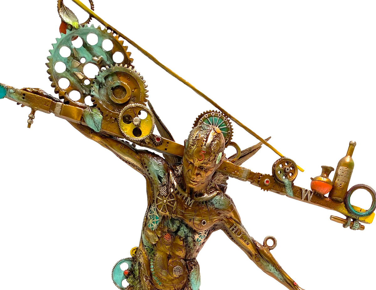 Man Balance Small bronze sculpture by Nano Lopez
